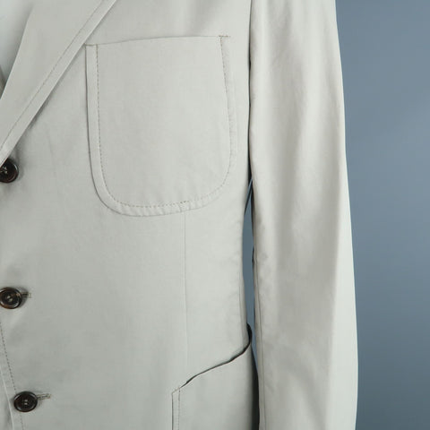 PRADA 44 Regular Light Grey Solid Cotton Notch Lapel  Sport Coat