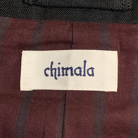 CHIMALA Black Wool / Linen Notch Lapel Patch Pocket Elbow Patches Sport Coat