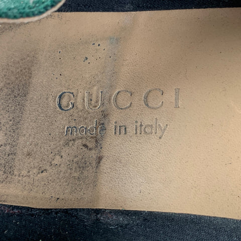 GUCCI Size 10.5 Green Red Stripe Canvas Espadrille Loafers