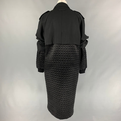 Vintage 1980's JEAN PAUL GAULTIER pour GIBO Black Quilted Double Breasted Trench Coat