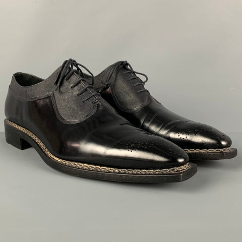 CALZOLERIA HARRIS Taille 12 Chaussures à lacets en cuir perforé noir