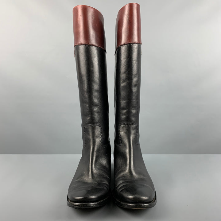 CELINE Size 7 Black Brown Pull On Boots