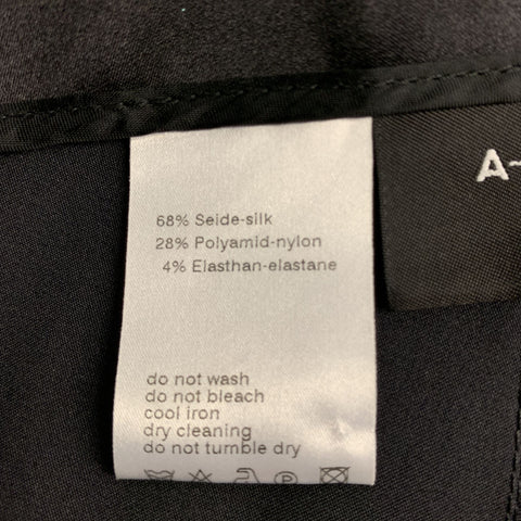 AKRIS Melissa Size 12 Black Silk Blend Satin Side Zipper Dress Pants