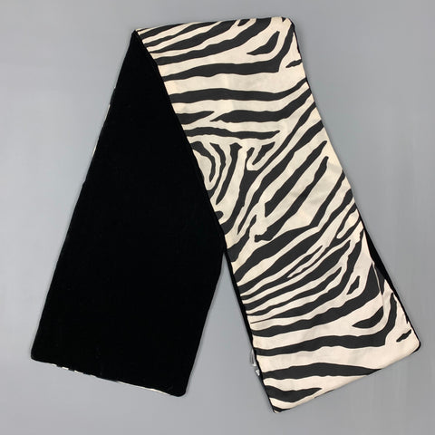 DOLCE & GABBANA Black & White Zebra Rayon Velvet Reversible Scarf