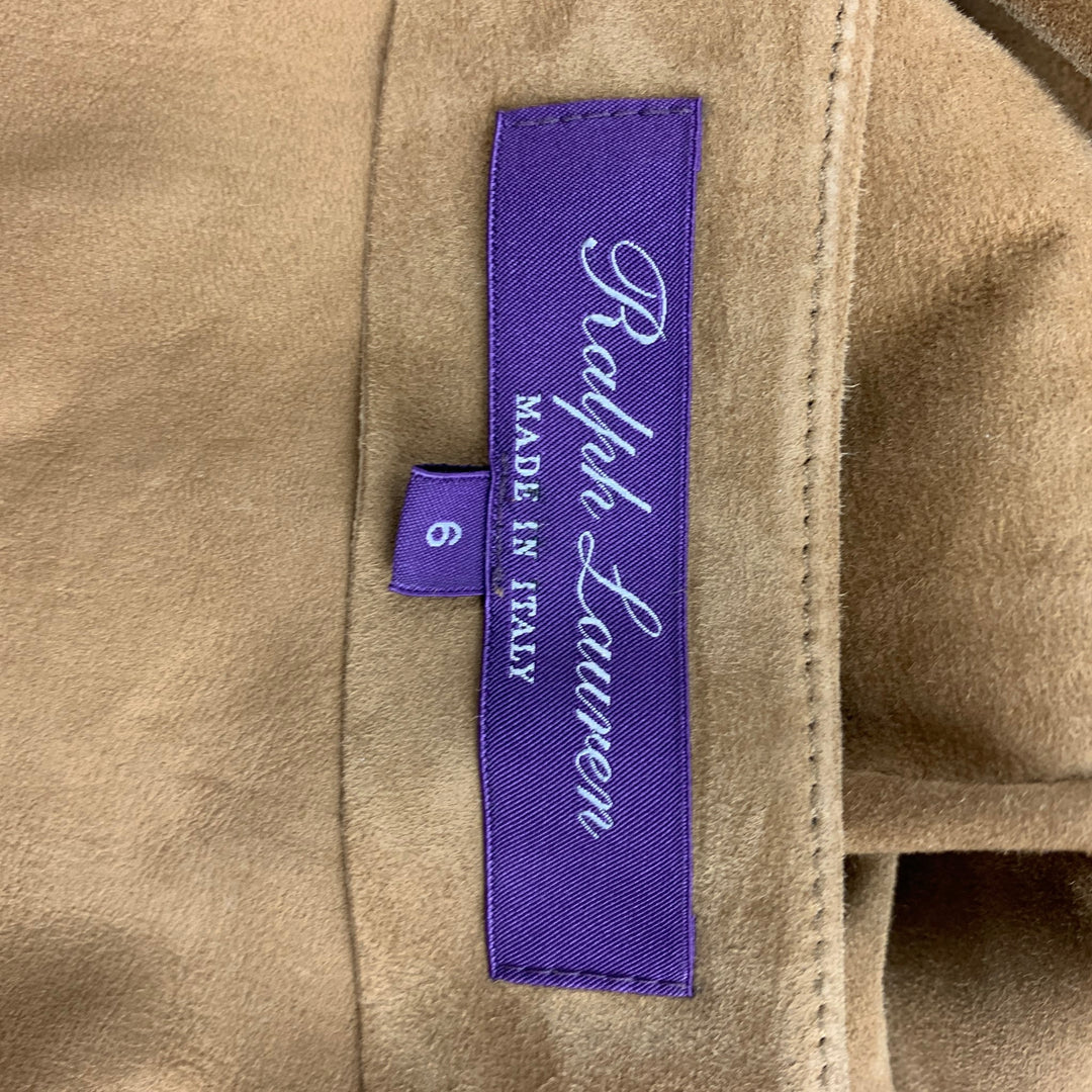 RALPH LAUREN Collection Size 6 Tan Suede  Pencil Below Knee Skirt