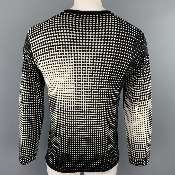 ARMANI COLLEZIONI Size L Black & White Geometric Silk / Viscose Pullover