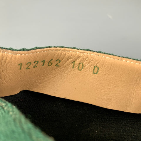 GUCCI Size 10.5 Green Red Stripe Canvas Espadrille Loafers