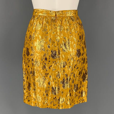 3.1 PHILLIP LIM Size 4 Gold Metallic Lurex / Silk Mini Skirt