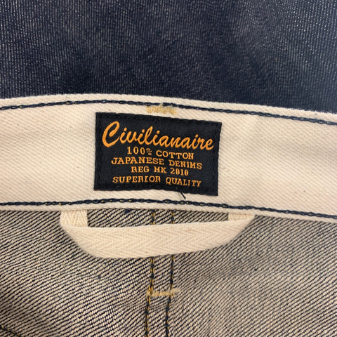 CIVILIANAIRE Size 33 Navy Contrast Stitch Selvedge Denim Jeans