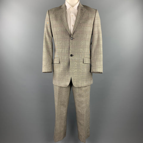 DOLCE & GABBANA Size 40 Regular Black & White Glenplaid Wool Notch Lapel Suit