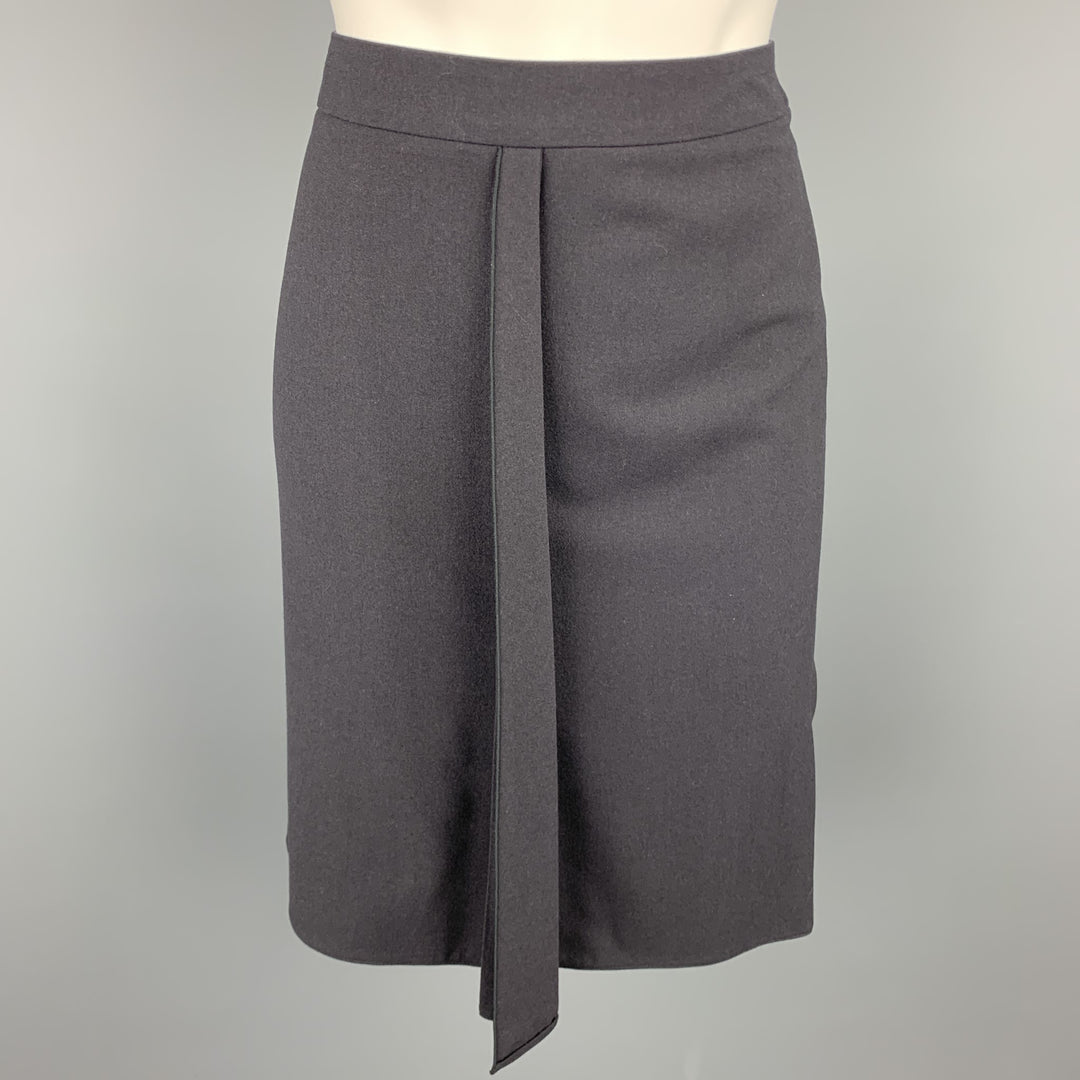 GIORGIO ARMANI Size 4 Charcoal Wool Blend A-Line Skirt