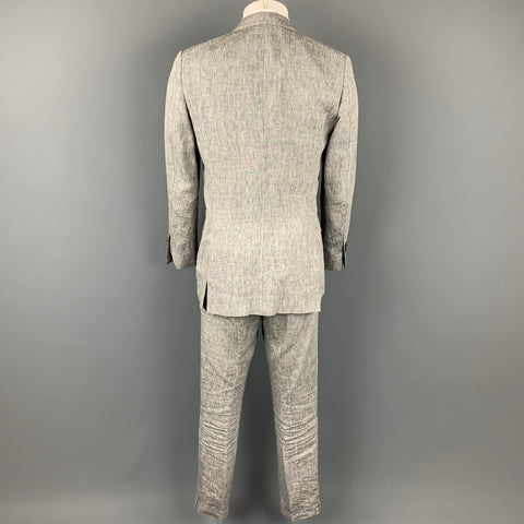 TOLLEGNO 1900 Washington Size 38 Regular Charcoal & White Linen Peak Lapel Suit