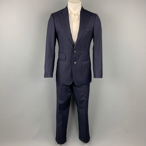 VITALE BARBERIS CANONICO Washington Talla 38 Traje Solapa Pico Lana Azul Marino