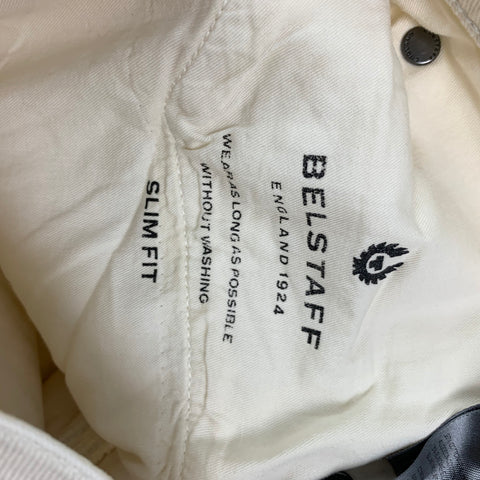 BELSTAFF Size 30 Cream Brown Mixed Fabrics Cotton Blend Slim Low Rise Jeans