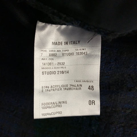 GIVENCHY Size 38 Navy & Black Tweed Acrylic Blend Collarless Jacket