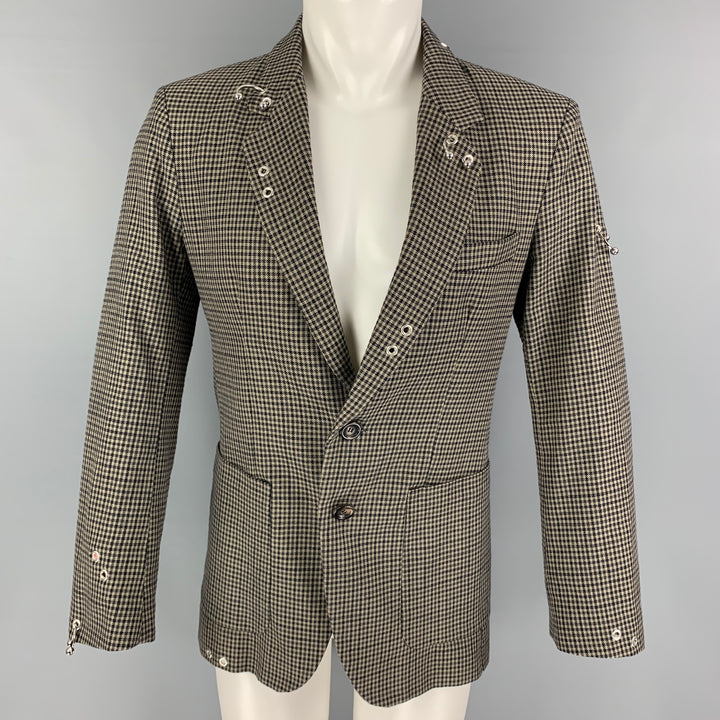 FAITH CONNEXION Size XS Brown Taupe Houndstooth Cotton Jacket