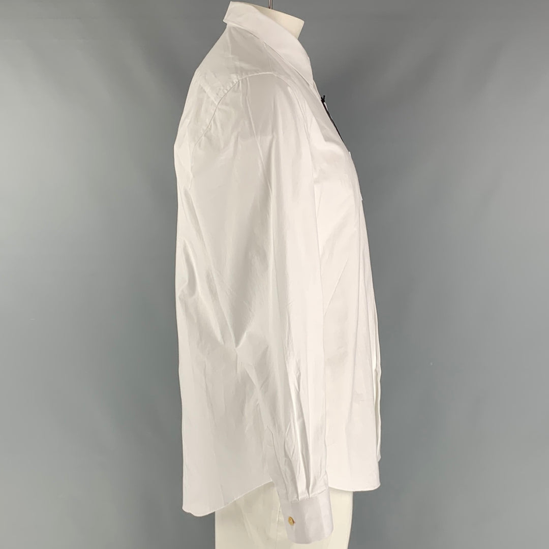 PAUL SMITH Size XL White Solid Cotton Button Up Long Sleeve Shirt