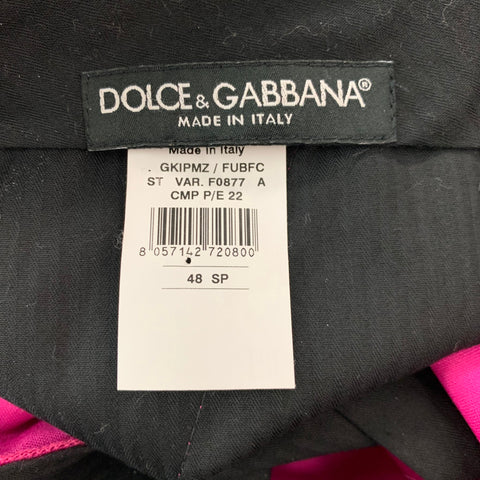 DOLCE & GABBANA Size 12 Pink Navy Gold Wool Beaded Peak Lapel Pants Suit