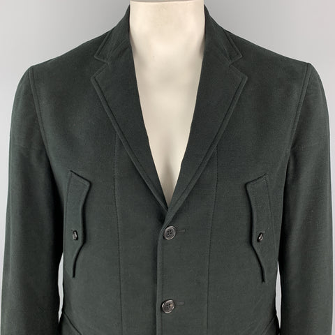 BELVEST Size 42 Black Cotton / Elastane Notch Lapel Patch Pockets Jacket