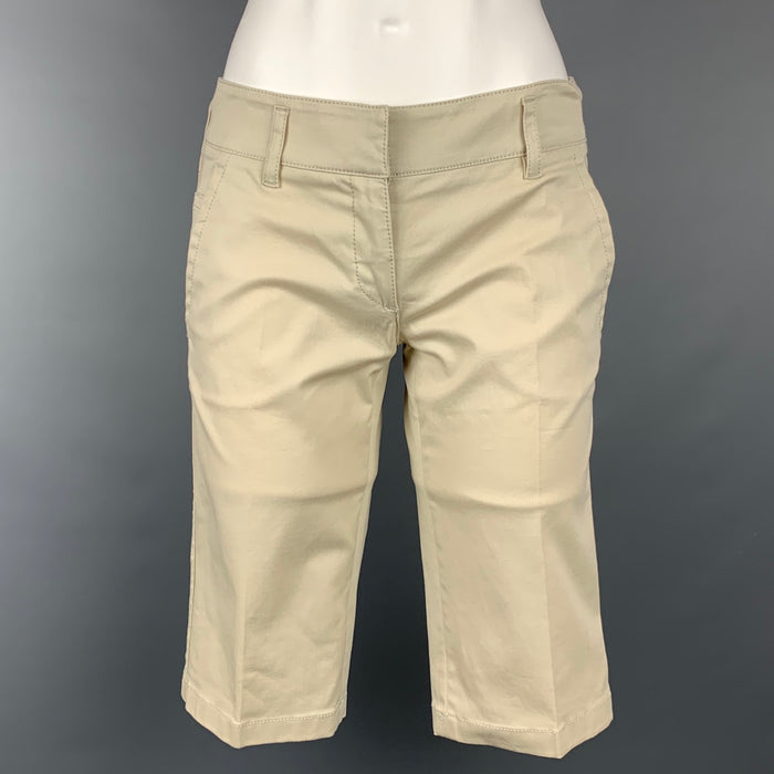 PRADA Size 2 Beige Cotton Blend Bermuda Shorts