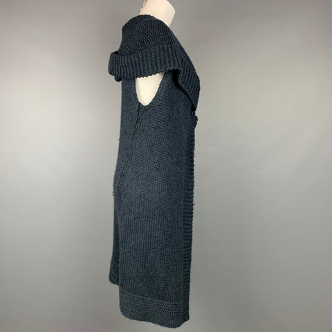 THEORY Size S Navy Knitted Alpaca / Silk Oversized Hooded Vest