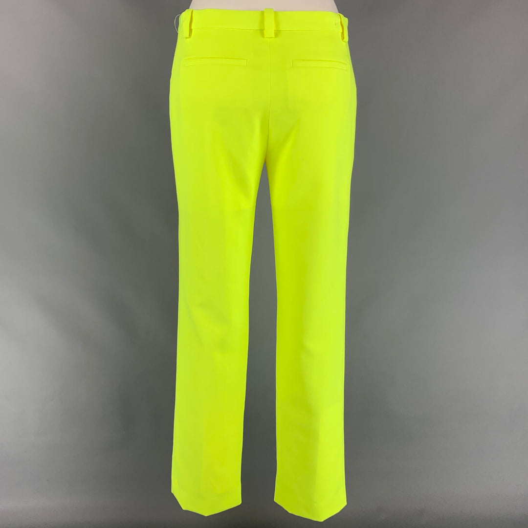 VERSACE Size 4 Neon Yellow Polyester Straight Leg Dress Pants
