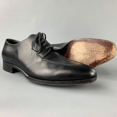 TOM FORD Zapatos con cordones y blucher con punta dividida de cuero negro Talla 11