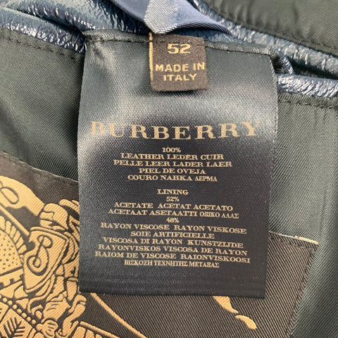 BURBERRY PRORSUM Size 42 Navy Blue Leather Belted Trenchcoat