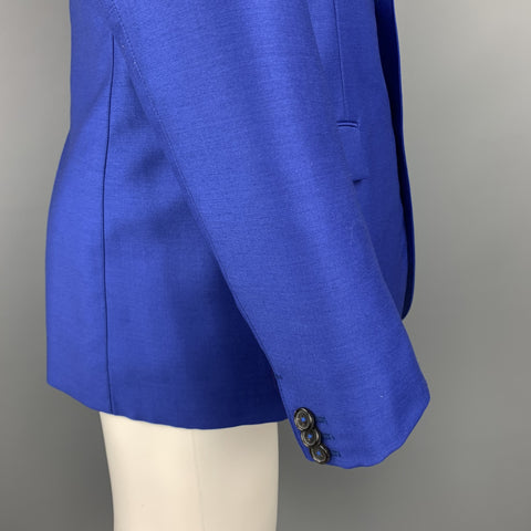 JIL SANDER Size 42 Royal Blue Wool / Mohair Notch Lapel Sport Coat