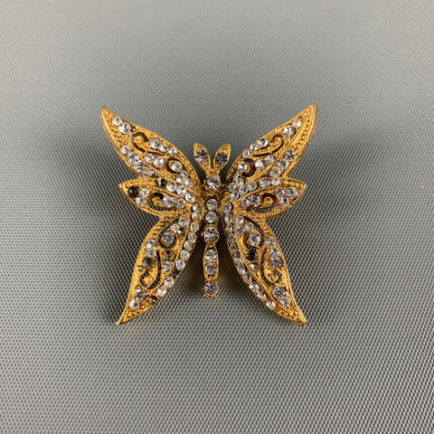Vintage BARRERA Gold Rhinestones Brooch