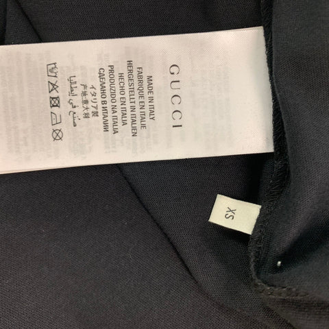 GUCCI Size XS Black Gold Embroidery Cotton Crew-Neck T-shirt