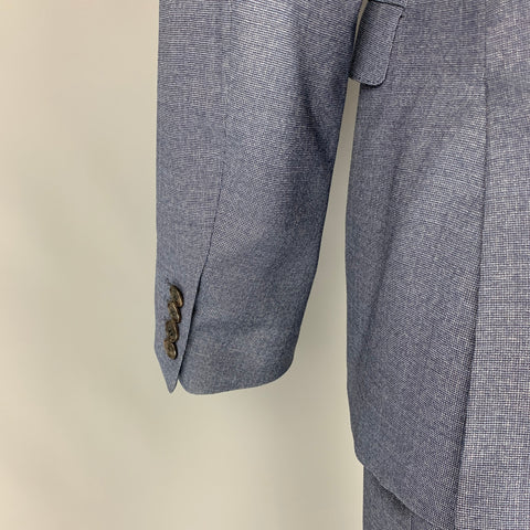 BURBERRY LONDON Size 40 Blue & Gray Textured Wool Single Breasted Suit