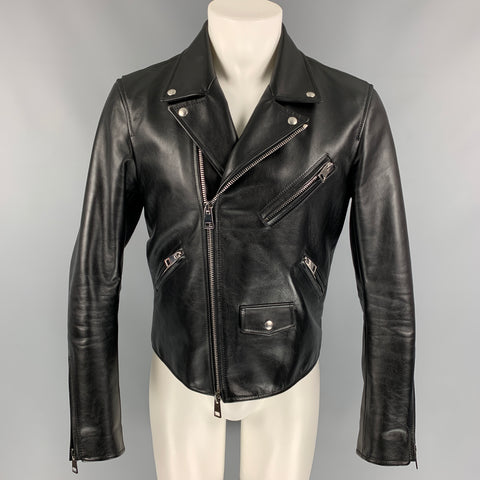 BOTTEGA VENETA by DANIEL LEE Pre-Fall 2019 Size 40 Black Calf Leather Biker Jacket