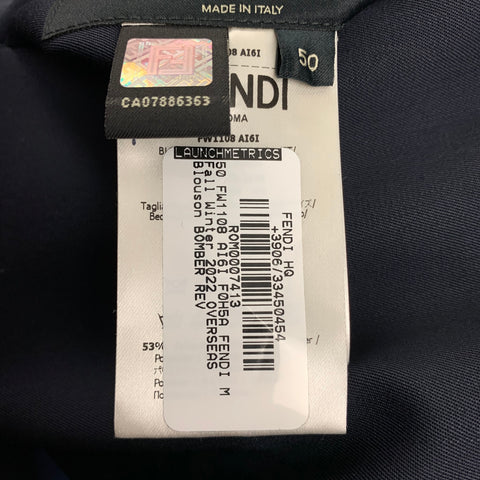 FENDI FW Capsule 2022 Size 40 Blue 3D Fragment Wool Reversible Bomber Jacket