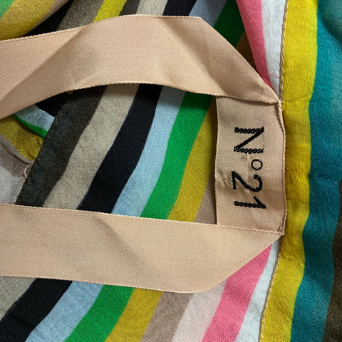 Nº21 Size 6 Multi-Color Silk Stripe Bow Shirt