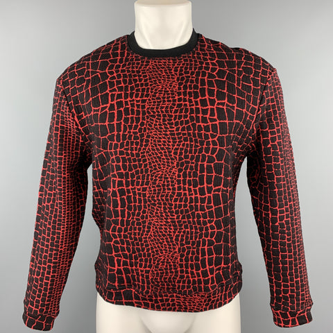 KENZO Size M Red & Black Alligator Cotton Blend Sweatshirt
