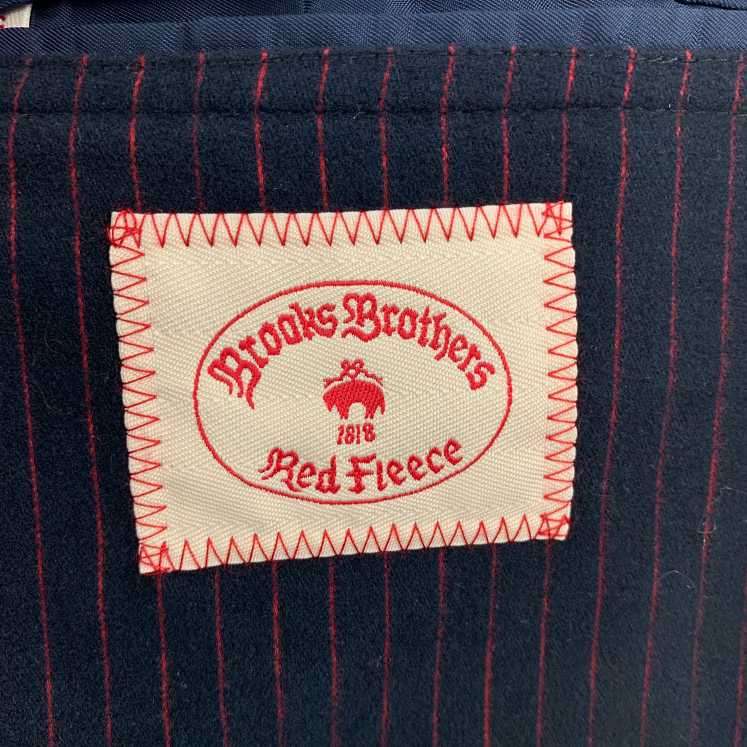 BROOKS BROTHERS Size 36 Navy Red Pinstripe Cotton Sport Coat