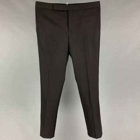 SAINT LAURENT Size 34 Black Wool Tuxedo Dress Pants