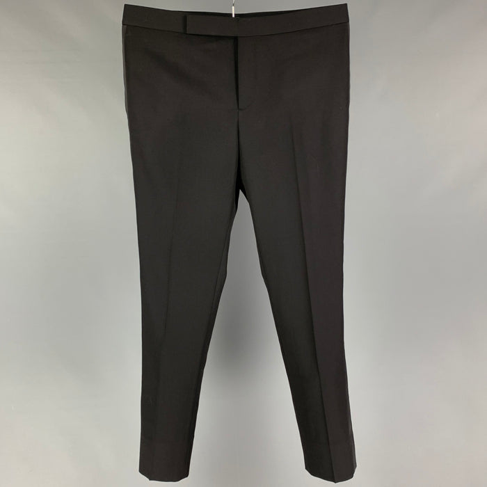 SAINT LAURENT Size 34 Black Wool Tuxedo Dress Pants