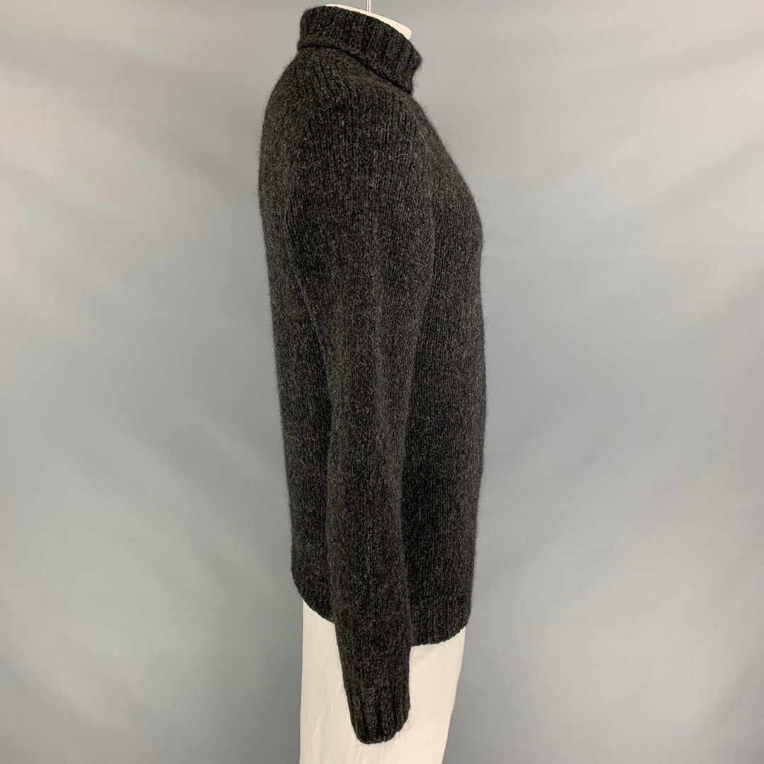 HOWLIN Size L Charcoal Knitted Alpaca Blend Turtleneck Sweater