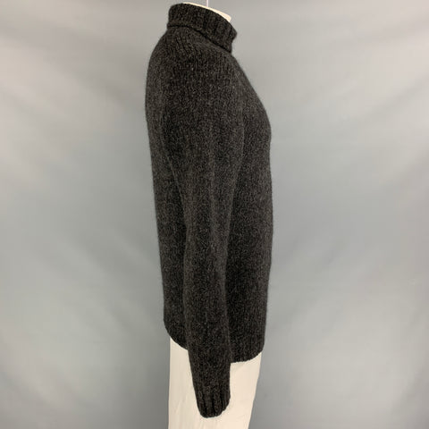 HOWLIN Size L Charcoal Knitted Alpaca Blend Turtleneck Sweater
