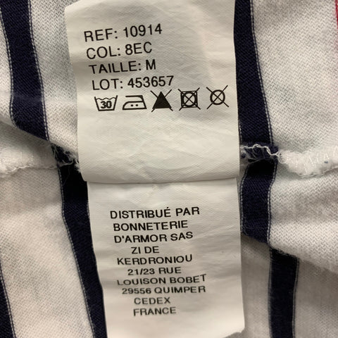 ARMOR-LUX Size M White, Red & Blue Stripe Cotton Short Sleeve T-shirt