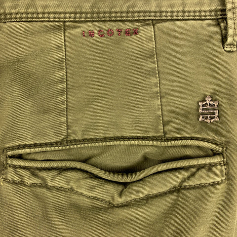 INCOTEX Size 33 Green Olive Slim Fit Casual Pants