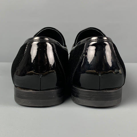 MAGNANNI Size 9.5 Black Mixed Materials Velvet Slip On Loafers