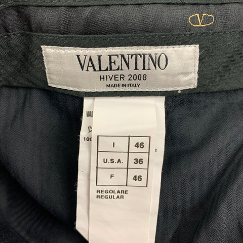 VALENTINO Taille 10 Pantalon habillé en laine vierge noire et blanche à pied de poule