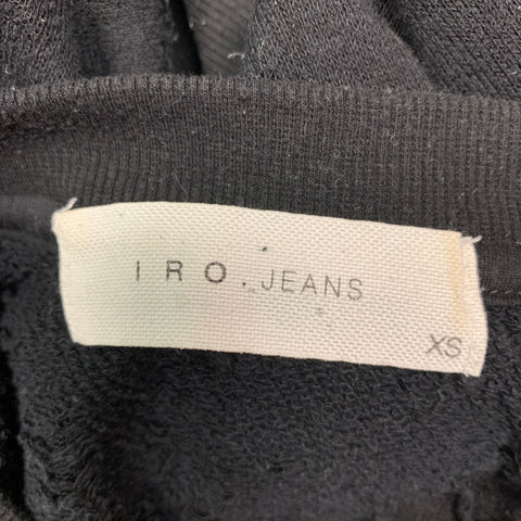 IRO Nona Size XS Black Distressed Cotton Blend  Long Sleeve Pullover