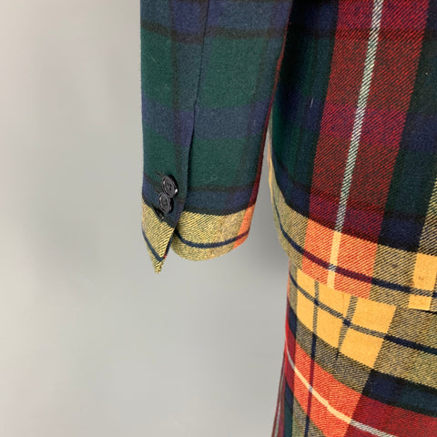 BLACK FLEECE Size 38 Multi-Color Plaid Wool Notch Lapel Suit