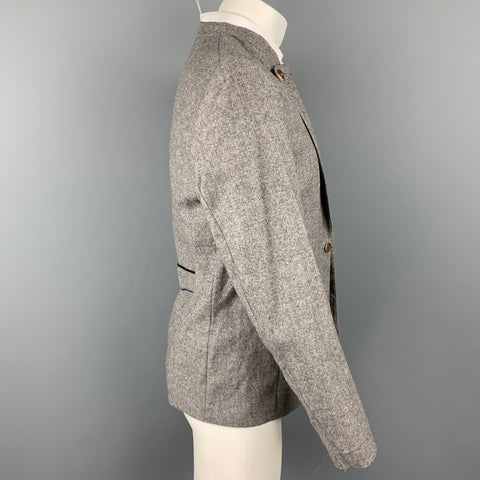ROFAN TRACHT Size 38 Grey Embroidery Wool Lapel Sport Coat