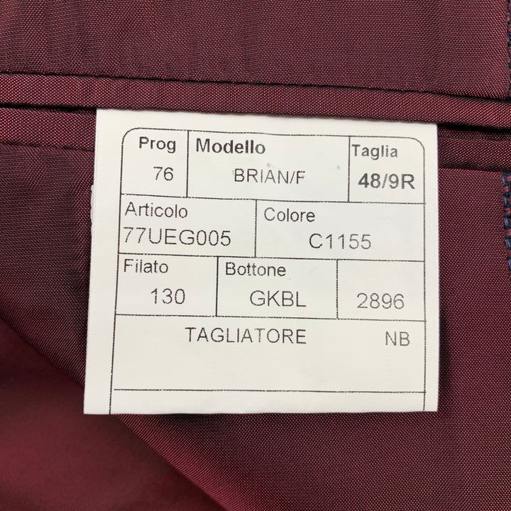 TAGLIATORE Size 38 Navy & Burgundy Woven Linen Blend Vest