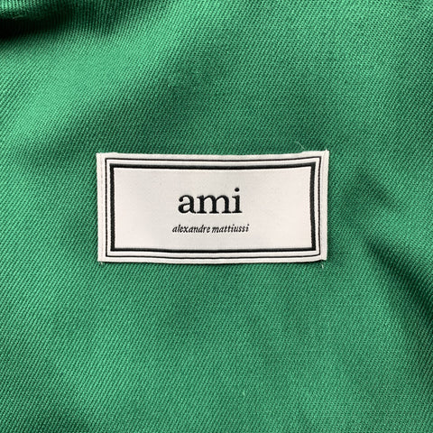 AMI by ALEXANDRE MATTIUSSI Size S Green & Pink Color Block Cotton Short Sleeve Shirt